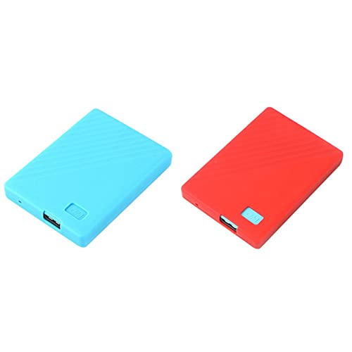 2 Pack Soft Liquid Silicone Protective Case Cover Sleeve Compatible with WD 4TB/5TB My Passport Portable External Hard Drive HDD, Shockproof dropproof Scratch Resistant Skin(red+Blue)
