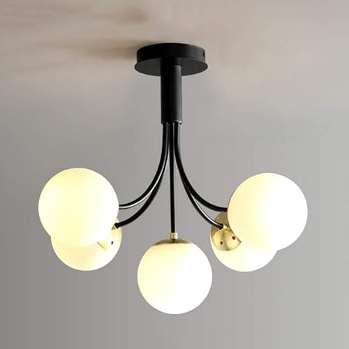 Image of Avior Ceiling Chandelier for Living Room, Jhoomer for Home Decoration, Jhumar Dining Room, Decorative Lighting Fixture for Ceiling Center (Metal & Glass, Black)