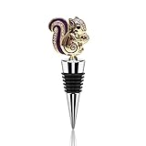 Wine Bottle Stopper Crystal Polygonal Gem Squirrel Animal Gold Bottle Airtight Seal-Decorative Topper for Wine &Beverage Plug,Set of 1