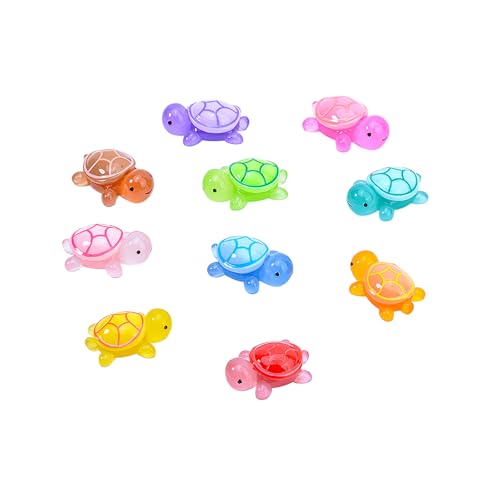 10Pcs Mini Resin Animals Turtles Luminous Mini Animals Figurines Sea Turtle Glow in The Dark Resin Figures Tiny Figures Bulk Small Plastic Miniature Turtles Miniature Things Figurines to Hide