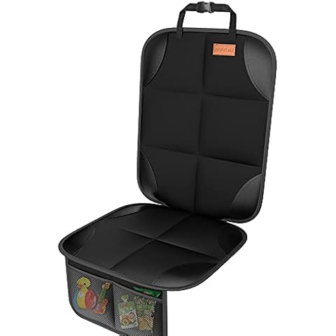 Car Seat Protector, [1 Pack] Large Auto Car Seat Protectors for Child Seats with Thickest Padding and Non-Slip Backing Mesh Pockets for SUV, Sedan, Truck, Leather and Fabric Car Seat - Black Cover