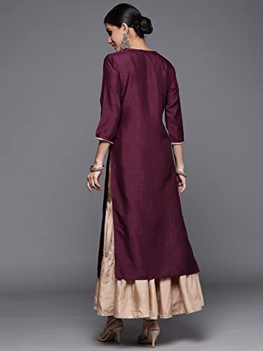Image of INDO ERA Polyester Solid Calf Length Straight Kurta for Women (IEIEI3974)