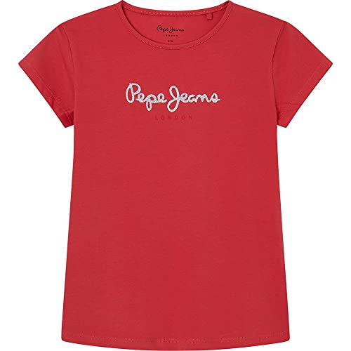 Pepe Jeans Hana Glitter S/S N, T-Shirt Niñas, Rojo (Studio Red), 14 años