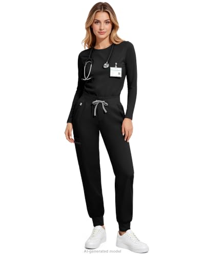 Image of Medical Scrubs for Women Pants, Soft Stretch & Breathable Joggers | Drawstring Womens Scrub Cargo Pants with 5 Utility Pockets, Bottoms Keep 12-Hour Shift Comfort for Healthcare Professionals