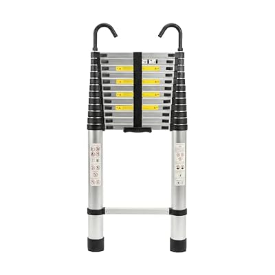 IKAYVOTO Telescoping Ladder 16.5 FT | Aluminum Lightweight Extension Ladder with Stable Hooks | Heavy Duty 330lbs Max Capacity Multi-Purpose Telescopic Collapsible Ladder for Home, RV or Outdoor Work