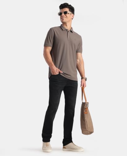 Image of Jockey AM38 Men Nylon Regular Fit Solid Half Sleeve Polo T-Shirt with StayDry & StayFresh Technology