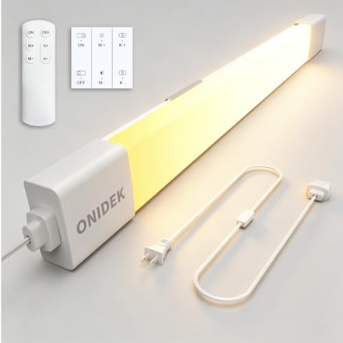 Image of LED Tube Light Fixture with Plug Under Cabinet Lighting Dimming and Color With Remote wireless wall switch 24 inch 18W 1800LM 3000-6500K adjustable LED Tube Light Fixture for Cabinet Closet Office