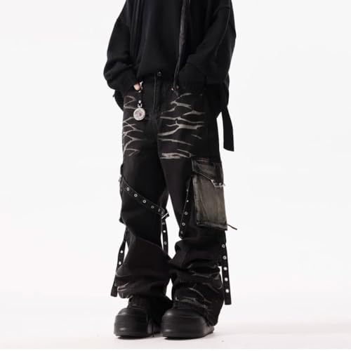 Jeans for Men Baggy High Waisted Y2K Streetwear Cool Wide Leg Denim Cargo Pants2