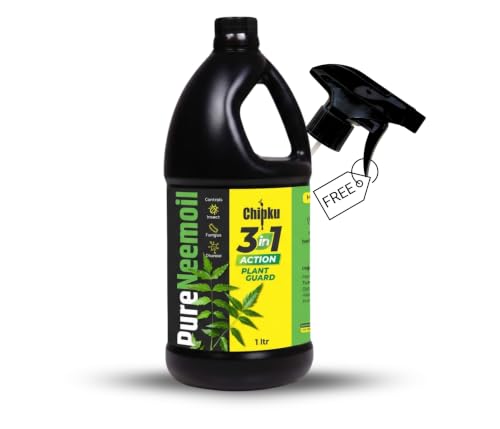 Chipku Organic Neem Oil for Plants 1 ltr With Free Spray Gun Conc...