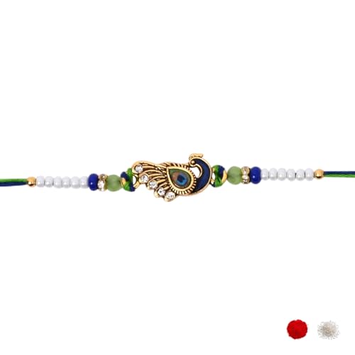 Image of I Jewels Design Rakhi With Roli Chawal & Rakshabandhan Card For Bro /Brother /Bhai