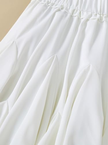 Women's Ruffle Hem Mini Skirt High Elastic Waist Flared A Line Flowy Skirts4