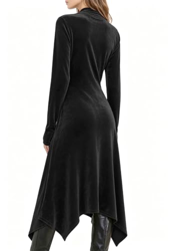 Image of Jayscreate Women's 2023 Long Sleeve Sweater Dress Fall Winter Midi Tie Front Knit High Waist Business Casual Dress