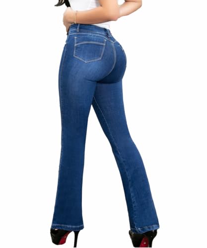 Pantalones Colombianos Levanta Cola | Butt Lifting Jeans for Women Colombian Jeans for Women Butt Lift Boot Cut Jeans Blue