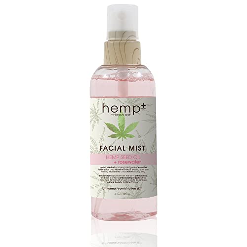 Hemp + Hydrating Face Mist Rose Water Spray for Face Hemp Seed Oil Infused 4oz Setting Spray Facial Mist
