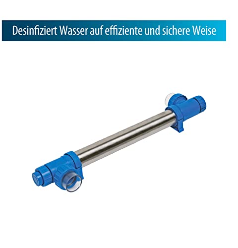 Blue Lagoon Tech UV-C 40 Watt, sorgt für klares Wasser, maximale Poolkapazität 40.000 Liter, empfohlener Durchfluss 11 m3 pro Stunde, maximaler Durchfluss 23 m3 pro Stunde, 2 Meter Kabel