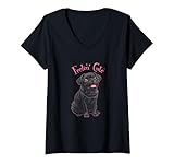 Photo Gallery donna funny womens girls feelin cute black pug lover maglietta con collo a v Photo Gallery donna funny womens girls feelin cute black pug lover maglietta con collo a v