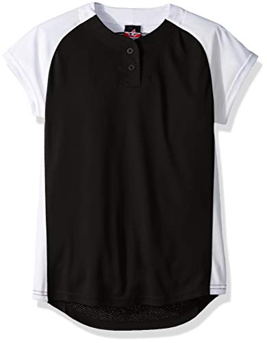 Alleson – Camisa Raglan com 2 botões, Black/White, Small