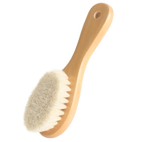 Jenbode Baby Hair Brush - Baby Brush with Soft Goat Bristles - Cradle Cap Brush - Perfect Scalp Grooming Product for Infant, Toddler, Kids