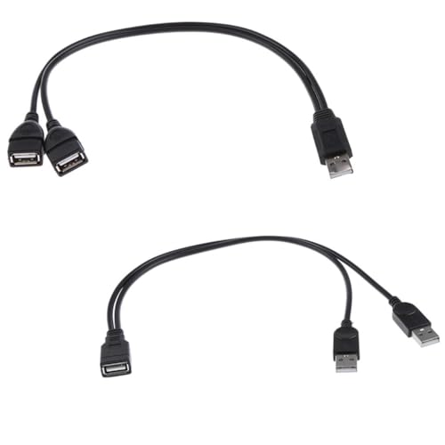 Image of ATORSE 30cm USB-A Female to 2Port USB Male Y-Splitter Extension Adapter Cable