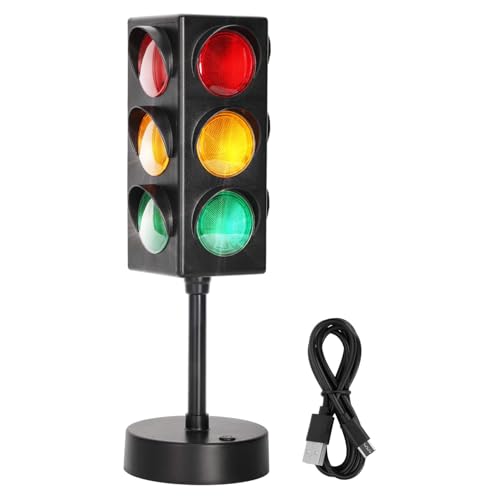 Aekops 11 Inch Traffic Light Lamp with Base for Room Decoration, Stop Light Lamp with Color Changing and Blinking Modes, Traffic Light Desk Lamp for Bedroom, Classroom,Party Decorations, 1 Pack