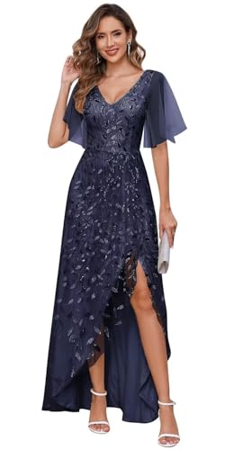 Mother of The Bride Dresses for Wedding with Ruffle Sleeves Sequin Long Slit Groom Dress