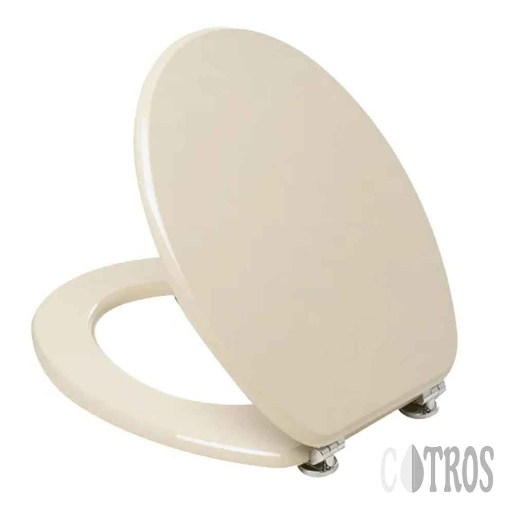 Tavoletta Copriwater Forma Universale Champagne Sedile WC Beige Avorio Cerniere Metallo Cromato Lucido e Viti