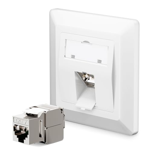 LEENUE 1 x 1-Port CAT 7 Netzwerkdose Unterputz + 1 x CAT 7 Keystone RJ45 Modul Lan Ethernet Dose Buchse Einbaubuchse 10 Gbit/s Weiß