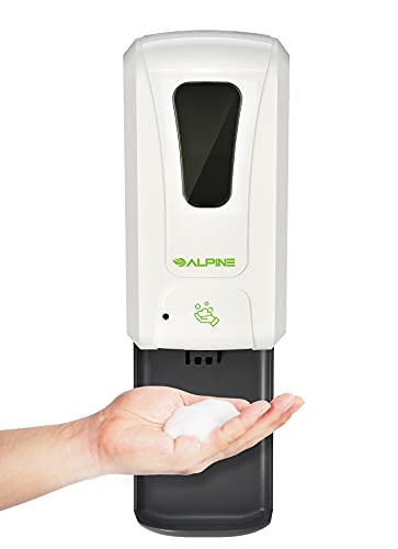 alpine automatic hand sanitizer dispenser - touchless soap dispenser with drip tray for restaurant, hospital, school, hotel, kitchen and bathroom -1200ml foam