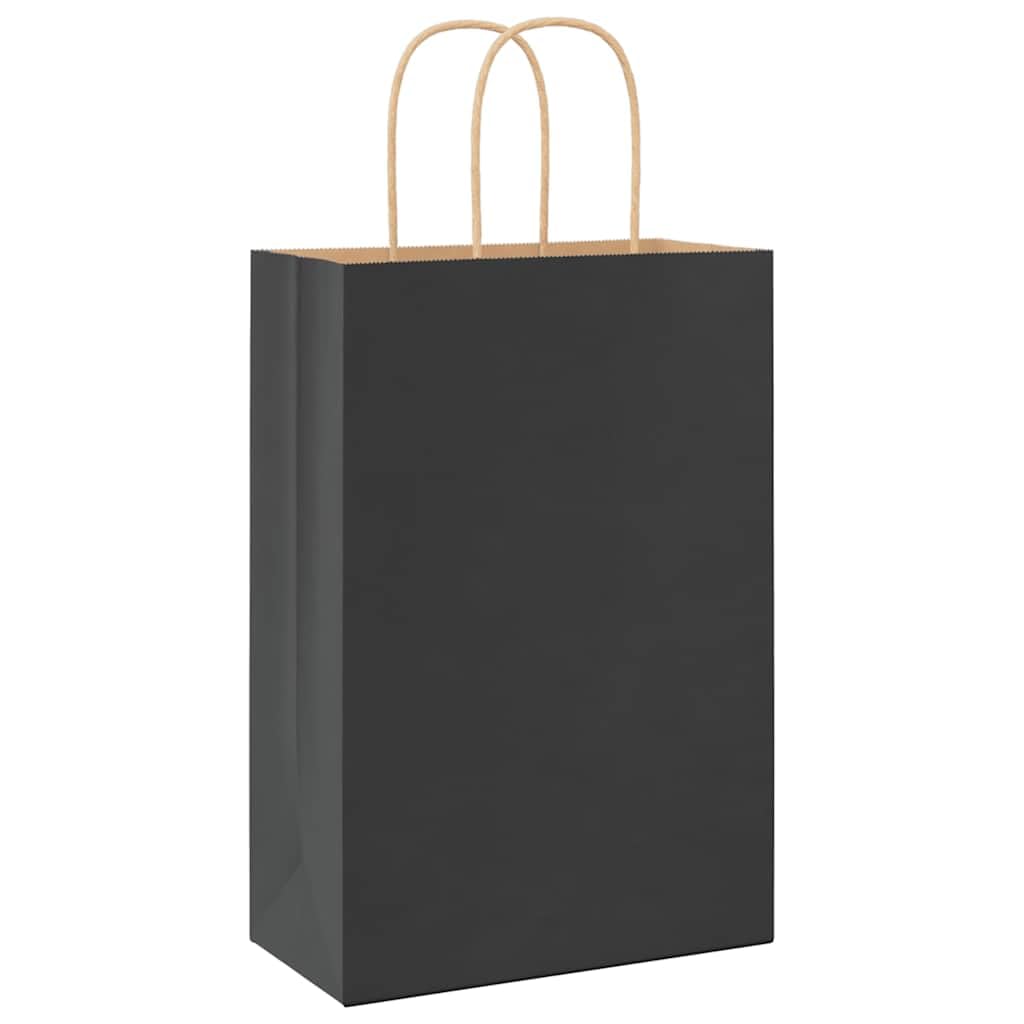 vidaXL Bolsas de Papel con Asas 250 uds Negra 21x11x31 cm