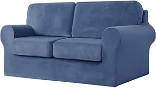 GYHH 5-Piece Stretch VELVET Sofa Cover, 2 Seater Couch Slipcover Loveseat with Two Separate Backrests and Cushion Cover with Elastic Band for Dogs,Pets&Kid