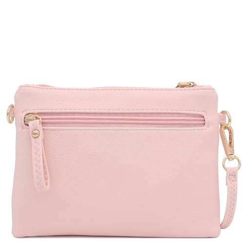 Image of FashionPuzzle Multi Zipper Pocket Small Wristlet Crossbody Bag