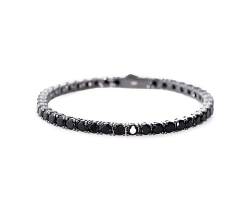Bracelet tennis homme argent 925 noir 4 mm Lucoro en oxydes de zirconium luxueux