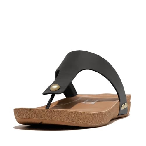 Image of FitFlop womens Iqushion Metallic-leather Toe-post Sandals