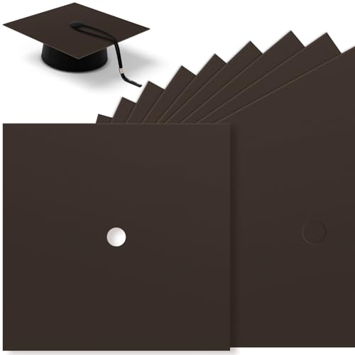 Gersoniel 12 Pcs Graduation Grad Cap Decorations Construction Paper 10 x 10 Cardstock 230gsm Construction for Graduation Cap DIY Project Scrapbook Birthday Party Decoration(Deep Coffee)