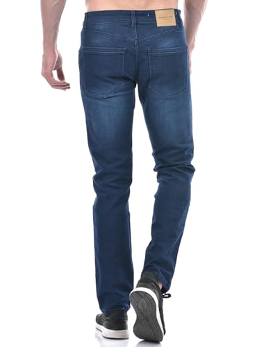 Image of Numero Uno Men'S Mid Blue Super Skinny Fit Distressed Sustainable Jeans