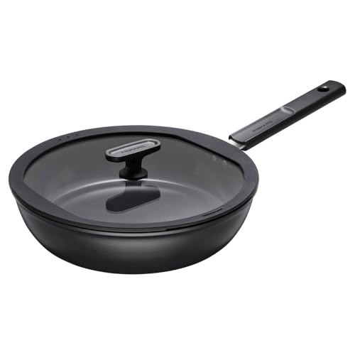 Fiskars Sautierpfanne mit Deckel, Hard Face, Durchmesser 28 cm, Füllmenge: 3,5 Liter, Für alle Kochfelder geeignet, Antihaftbeschichtung, Kratzfest, Aluminium/Kunststoff, Schwarz, 1075530