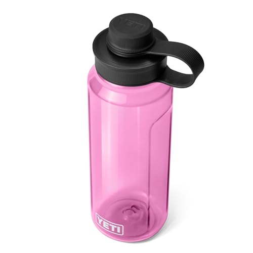 YETI Yonder Water Bottle with Leakproof Tether Cap, Lightweight and BPA-Free, Power Pink, 34 oz (1 L)