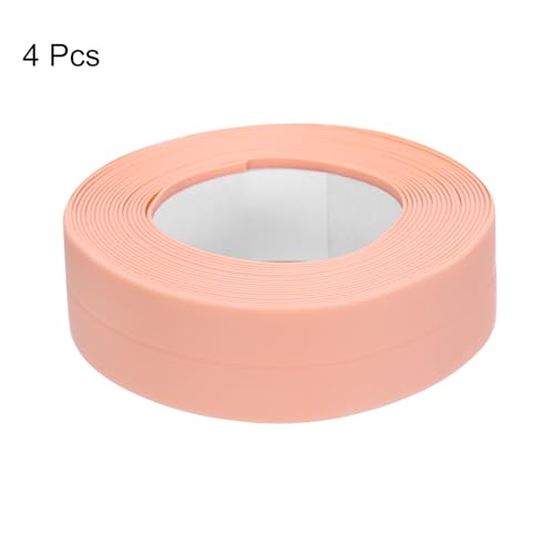 Image of uxcell 4 Rolls Pink Caulk Sealant Strip Waterproof Self Adhesive 0.87 inch x 10.5Ft Toilet Caulk Tape, Bathtub Caulk Sealing Strip for Kitchen Countertop, Sink, and Floor Edge Protector