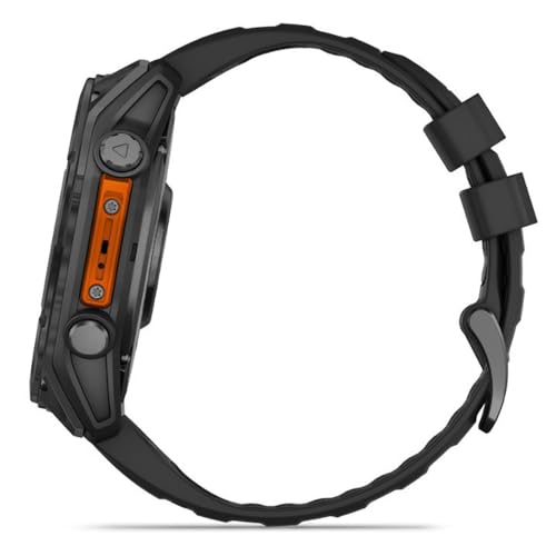 Image of Garmin Fenix 8 51mm AMOLED Multisport GPS Smartwatch, Slate Gray with Black Silicone Band, 010-02905-00 - Bundle w /Deco Essentials Charging Dock, Dust Cover and USB-C Cable