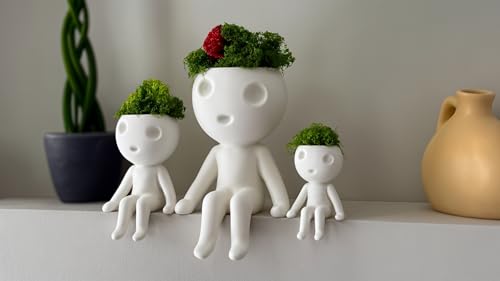 Maceta sentada Kodama con decoración de cabeza, maceta de interior inspirada en Studio Ghibli, bonita maceta para suculentas para el hogar o regalo (mediana) Maceta sentada Kodama con decoración de cabeza, maceta de interior inspirada en Studio Ghibli, bonita maceta para suculentas para el hogar o regalo (mediana)