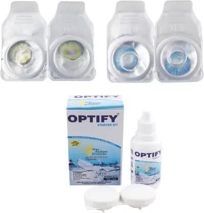 Jackals 2 Pair Monthly, Colored 0 Power Contact Lenses for Eyes Men and Women with Lens Case Monthly (0, Colored Contact Lenses, Pack of 2) (Dark Green-Aqua)