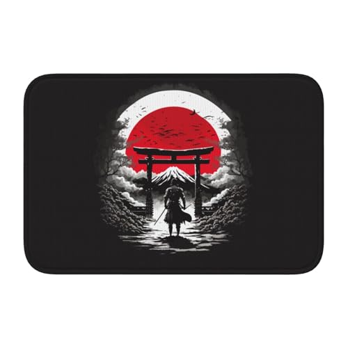 玄関マット 日本 武士 月光 バスマット 室内 屋外 足拭きマット カーペット おしゃれ 北欧 滑り止め付き 洗える ベットルーム 浴室 台所 寝室 業務用 家庭用 40×60cm