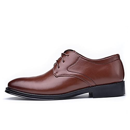 Image of Men's Classic Matte Upper Oxfords Business Formal Lace Up Leather Lace Up Dress Shoes for Men
