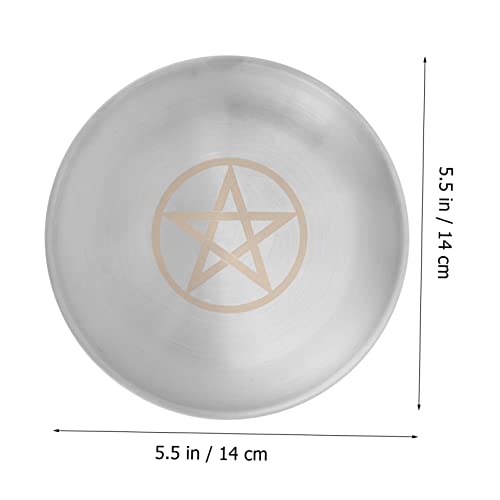 Betooky Pentagram Platter Tray Candle Decor Silver Decor Astrology Pentagram Plate Pentagram Tealight Holder Witchcraft Supplies Storage Tray Candle Stand Metal Candle Tray Stainless Steel #TOP5