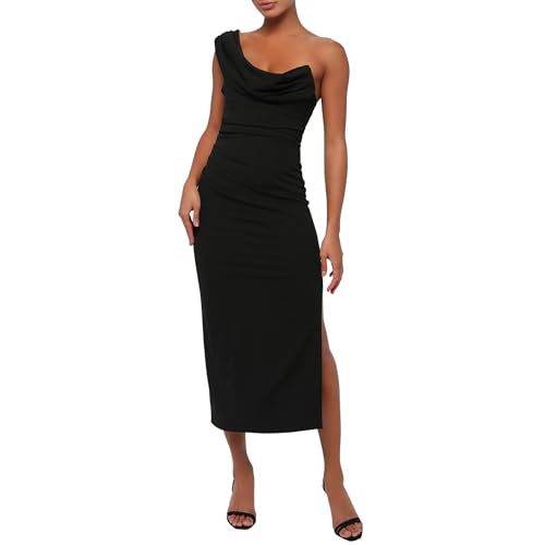lulus reinette black midi dress H&M Divided Women Black Bodycon Mini Dress Size 8 Sleeveless Ruched –  Preworn main image 0