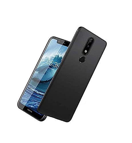 Image of Mobile Back Cover Case for Nokia 5.1 Plus (Silicone Case|CameraProtection|Black SC1510)