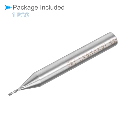 Image of Square Nose End Mill, 1mm x 5mm Cutting 6mm Shank, HSS-AL 2 Flutes CNC Router Bit Milling Cutter - (Applications: for Aluminum Alloy Copper Plastic)