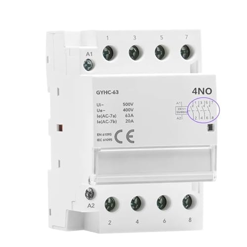 Contacteur AC de puissance GYHC-63 triphasé commande rail DIN