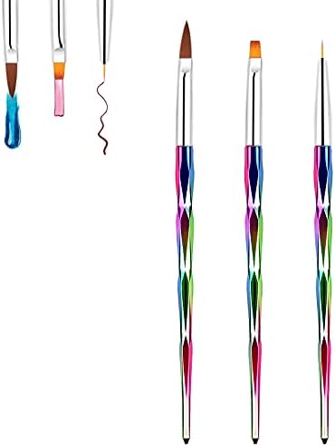 Hanyousheng Nail Art Brushes, 3 Pieces Nail Painting Pen, Builder Brush, Gel Brush, Liner Detail Brush, 3d Art Brush, Acrylic Design Nail Art Uv Gel Diy Brush Pen Nail Art Tool Set