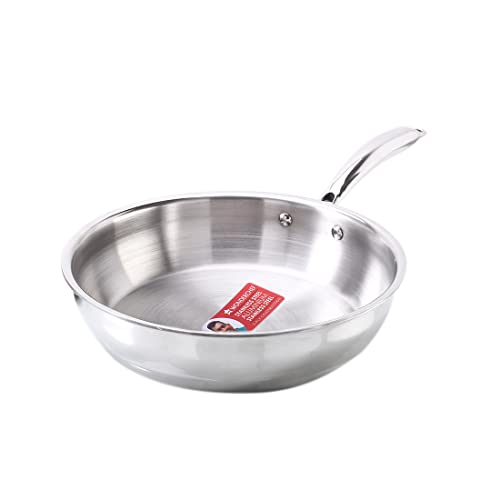 Wonderchef Nigella Tri-ply Stainless Steel 24 cm Fry Pan | 2 litres | 2.6mm Thickness | with Induction Base | Compatible with All cooktops | Riveted Cool-Touch Handle | 10 Year Warranty